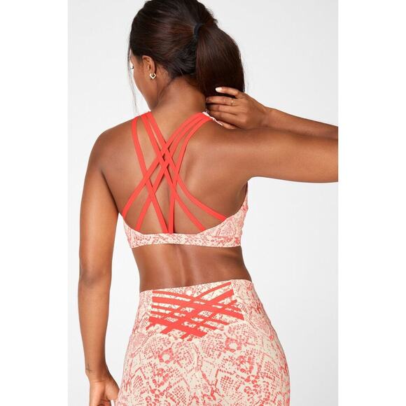 Fabletics Kessler Orange Coral Cream Strappy
Reptile Print Med Impact NWT Bra - Picture 2 of 8